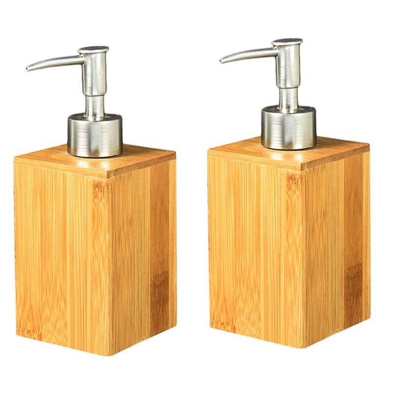 Liquid Soap Dispenser, Bamboo Wooden Household Bathroom Restaurant Hotel Bathroom Lotion Liquid Refillable Hand Bottle with Stai: Default Title
