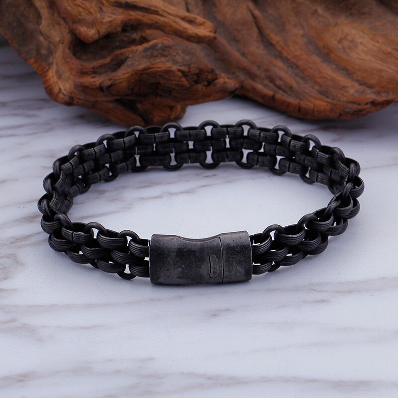 TrustyLan Catena dell'acciaio inossidabile degli uomini Braccialetto Nero Gioielli Uomo 13 MILLIMETRI Armbanden Erkek Bileklik Amicizia Braccialetto da Uomo Homme