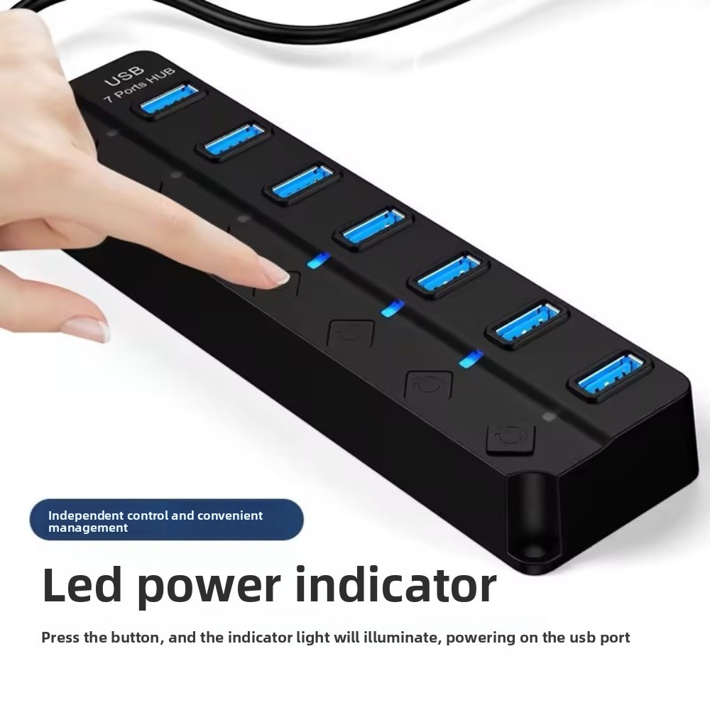 7 em 1 hub usb 3.0 interruptor independente 7 portas usb 3.0 divisor multifuncional doca de expansão usb extensor de alta velocidade