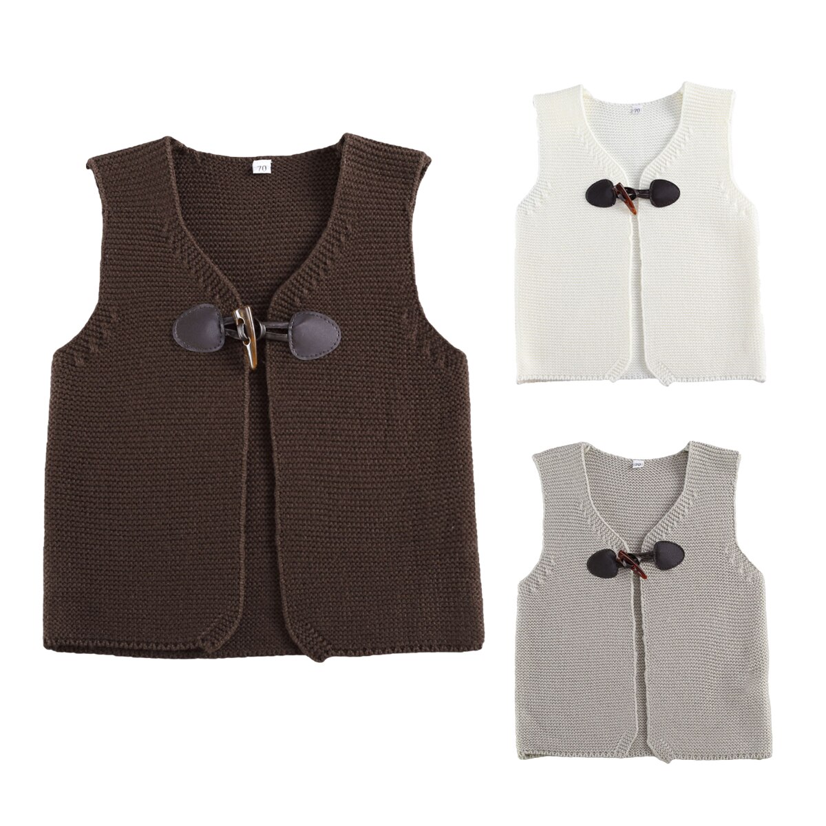 Herfst Pasgeboren Baby Jongens Meisjes Kleding Peuter Mouwloze V-hals Vest Jas Kinderen Warm Gebreide Klauw Knop Jas 0-3T