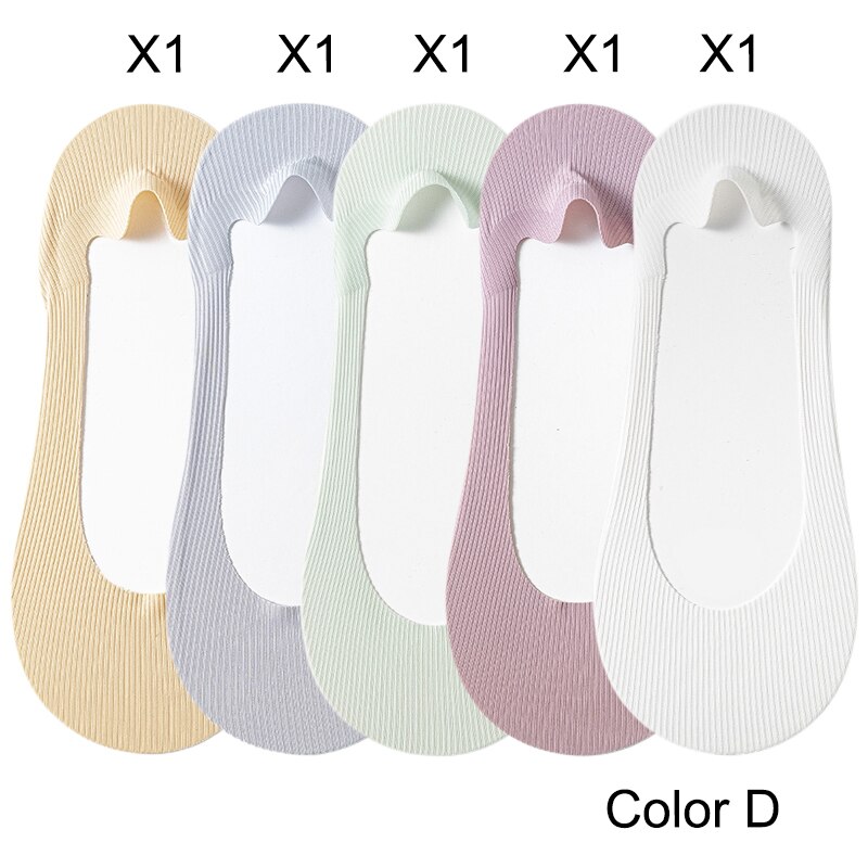5 paar damessokken zomer ijszijde ademende pantoffels sokken onzichtbare effen kleur naadloze antislip sokken dames comfort: Sky Blue