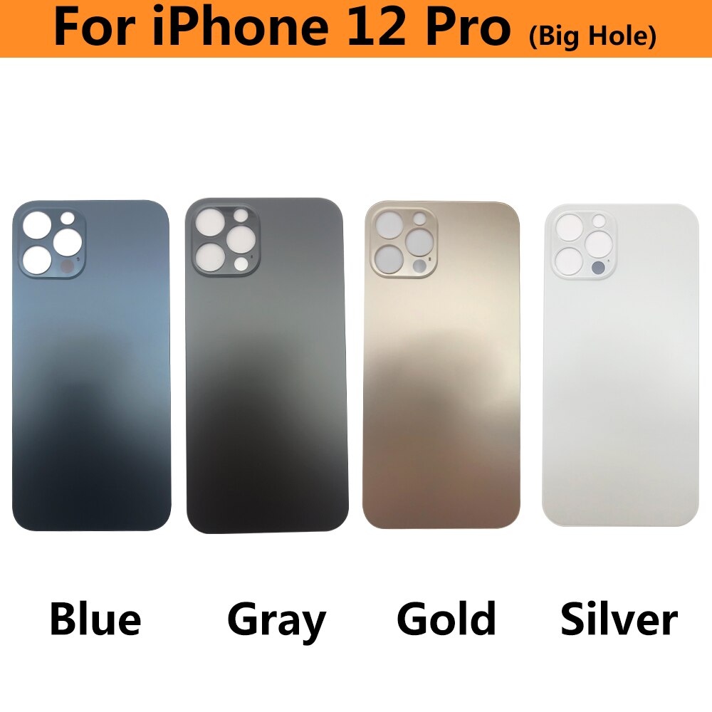 Big Hole Back Glass Rear Cover For Iphone 12 Pro Battery Door Housing Battery Back Cover Glass