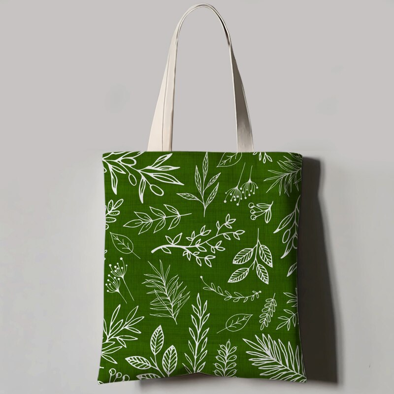 Turtle Leaf Tropical Plant Printed Tote Bag For Women Canvas Bag Ladies Shoulder Bag Outdoor Casual Tote Foldable Shopping: 3