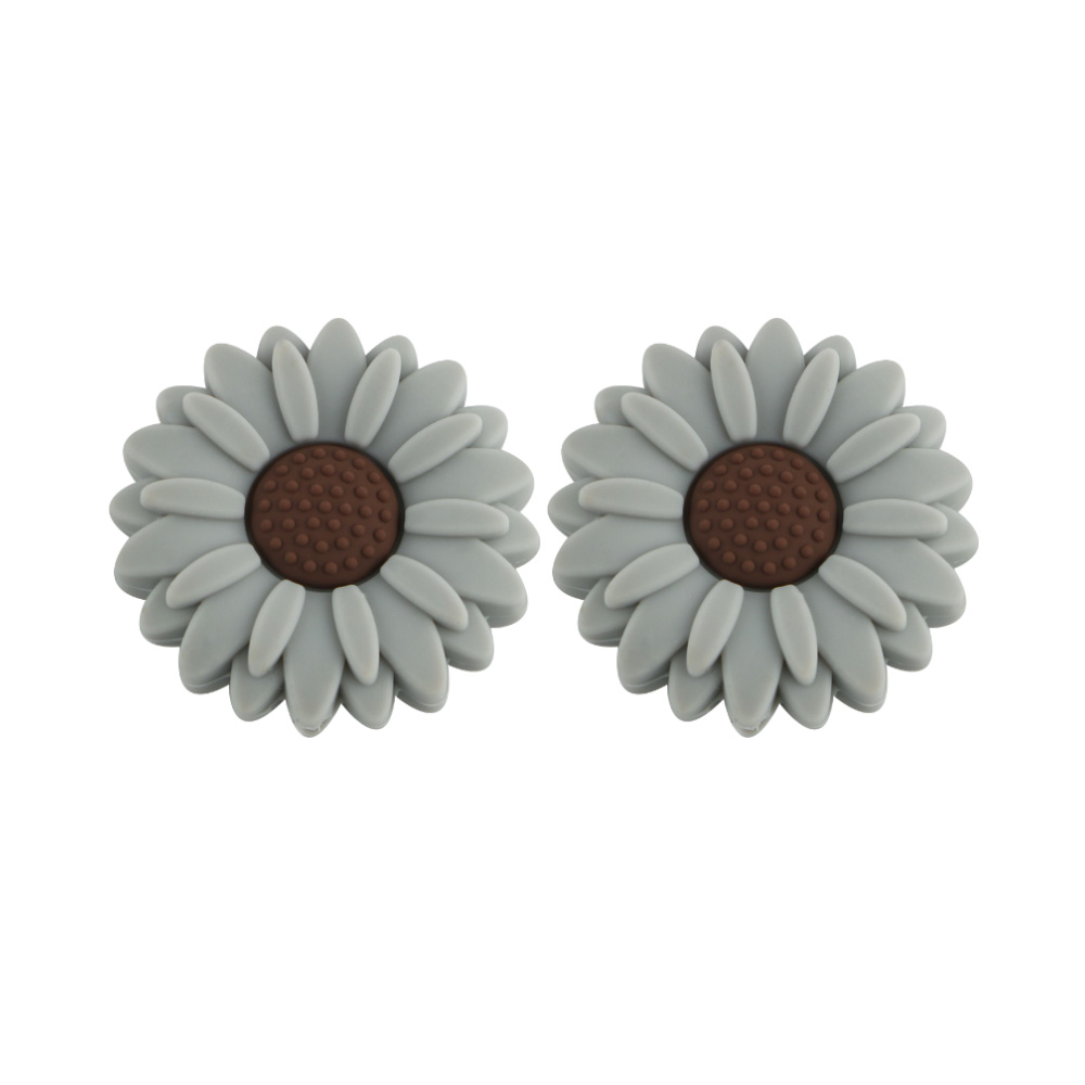 Sunrony 10 st silikonpärlor med 20/30mm blommor för smyckestillverkning, gör-det-själv-pärlor, prästkragefokus, pärlbar penna, armband, nyckelringstillbehör: Grön / Övrig