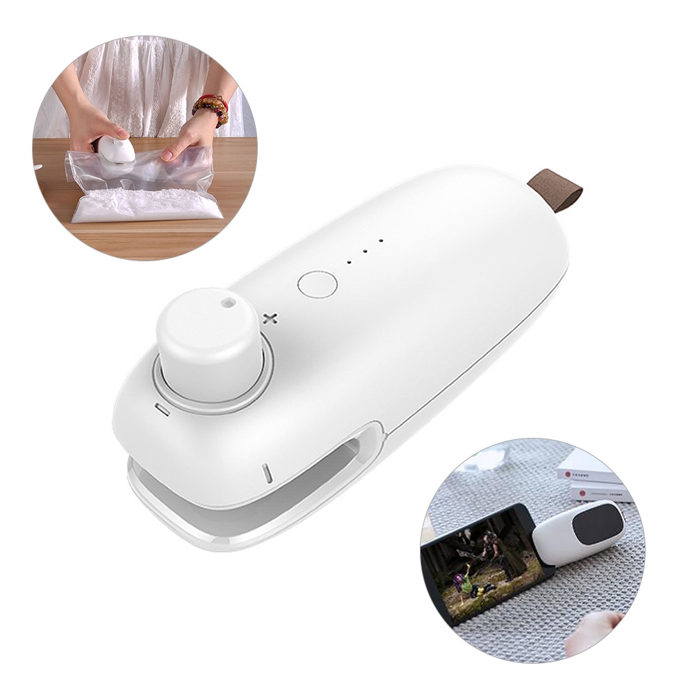 Plastmatförseglingsmaskin mini värmeförseglare för matpotatispåse klämma köksverktyg bärbar värmeplastpåse usb-laddning