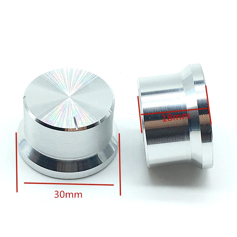 2 Stks/partij Zilver Aluminium Potentiometer/Encoder Knoppen Schakelaar Caps 30X18 Mm Plum As