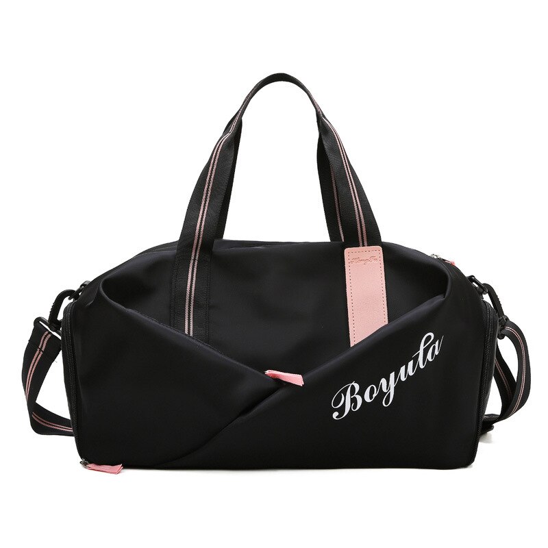 Neue Frauen Sporttasche Sport Fitness Ausbildung Handtasche Mit Schuhe Fach Reise Trockenen Und Nassen Trennung Yoga Schwimmen Sport Tasche: Schwarz