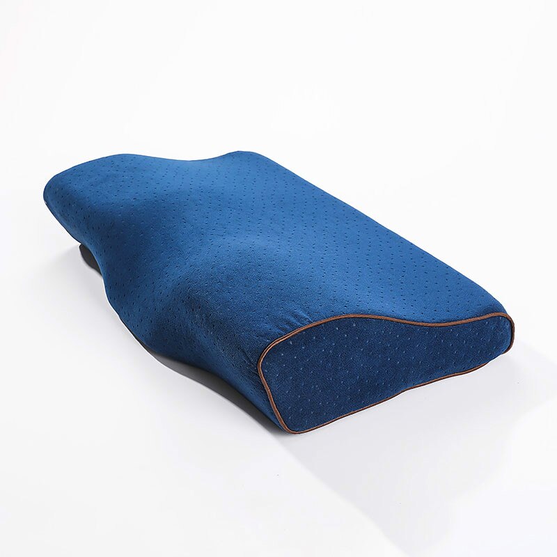 Comfortabele Memory Foam Kussen Nek Massage Ergonomische Curve Cervicale Orthopedische Hals Bed Slapen Hoofd Kussen Kussen: Dark Blue