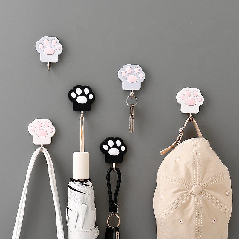 Ganchos decorativos de pata de gato, colgador de pared autoadhesivo, ganchos para llaves, ganchos para puerta de armario de cocina, colgadores de organizador para el hogar