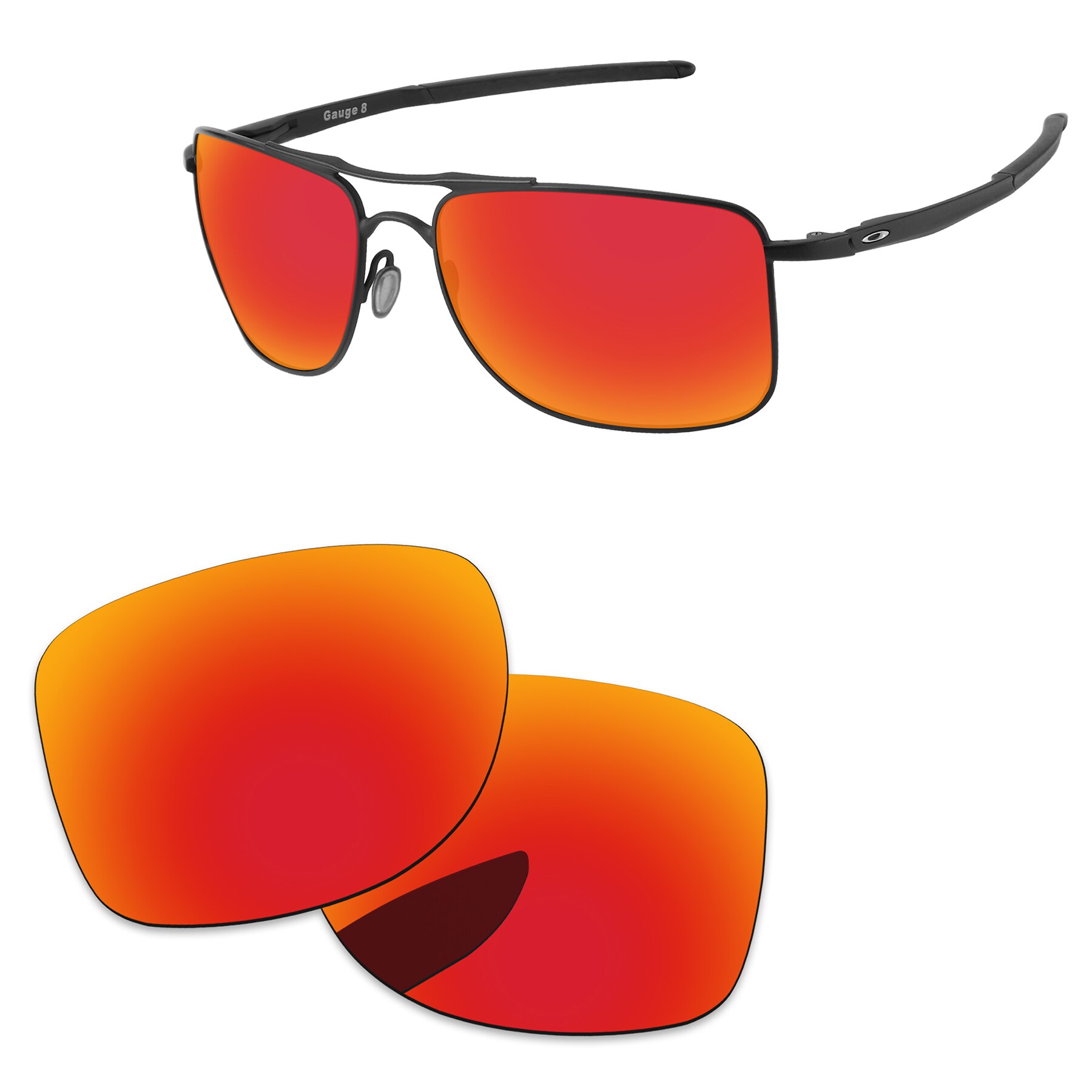 Alphax Vervanging Lenzen Voor Authentieke Gauge 8 L OO4124-62 Zonnebril Gepolariseerde-Meerdere Opties: Fire Red