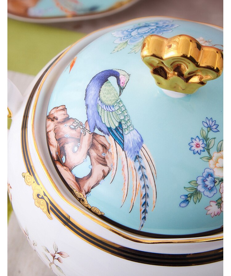 Oosterse Bone China Servies Set Soeppan Combinatie High End Keramische 8Inch Plaat 12Inch Vis Plaat Kruiden Jar