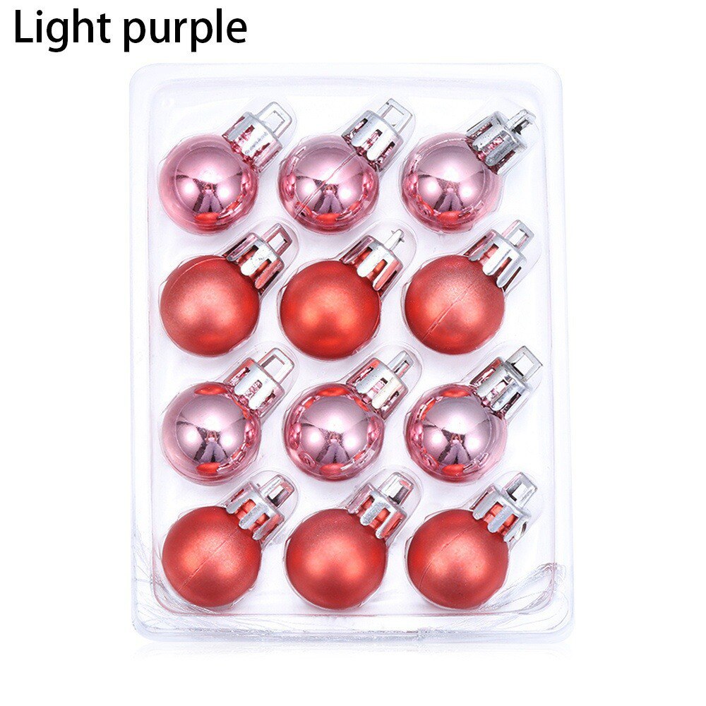 12Pcs 2cm Christmas Tree Decor Ball Bauble Xmas Party Hanging Pendant Ball Ornament for Year Christmas Home Tree Decor: Light Purple