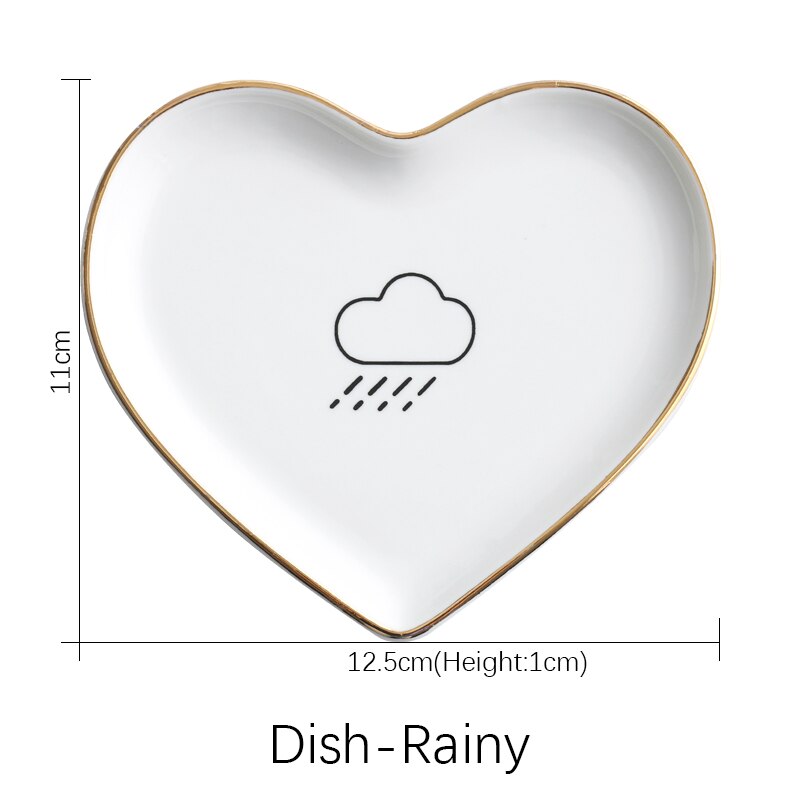 Ceramic Dinner Plates and Dishes White Porcelain Party Tableware Plate Sets Porcelain Breakfast Plates Bowl: Dish-Rainy