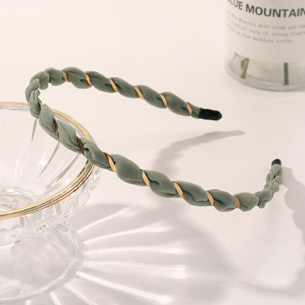 Diademas de Organza para mujer, bandas de aro para el pelo tejidas cruzadas, de Corea, diadema de Metal de Seda brillante, accesorios para el cabello para niñas, turbante: Plata