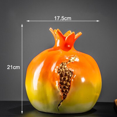 Kinesisk simulation granatæble vase dekoration zen retro tørrede blomster ornamenter stue bogu ramme bolig dekoration vase: Stor