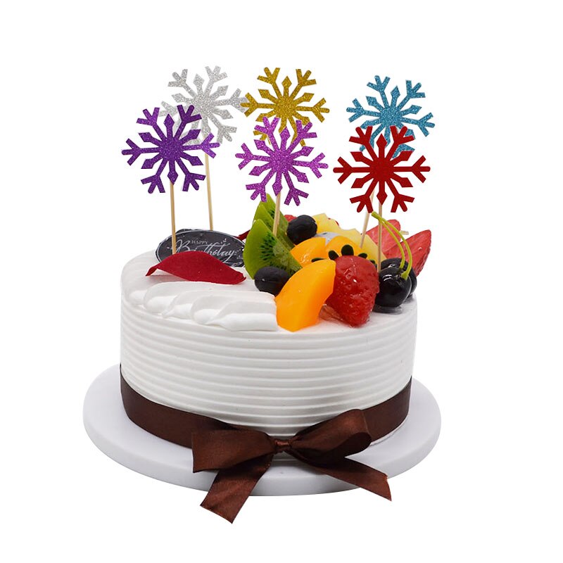 50 stuks sneeuwvlok cupcake toppers taartvlaggetjes voor kerstversiering, bruiloft, verjaardag, babyshower benodigdheden