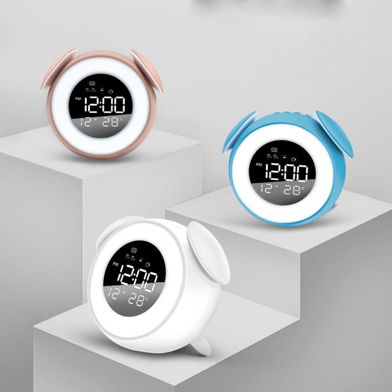 Touch Sensing Digital Alarm Clock Sunrise Sunset LED Wake Up Lights Colorful Light Snooze Mode Nature Sound Sleep Alarm Clock