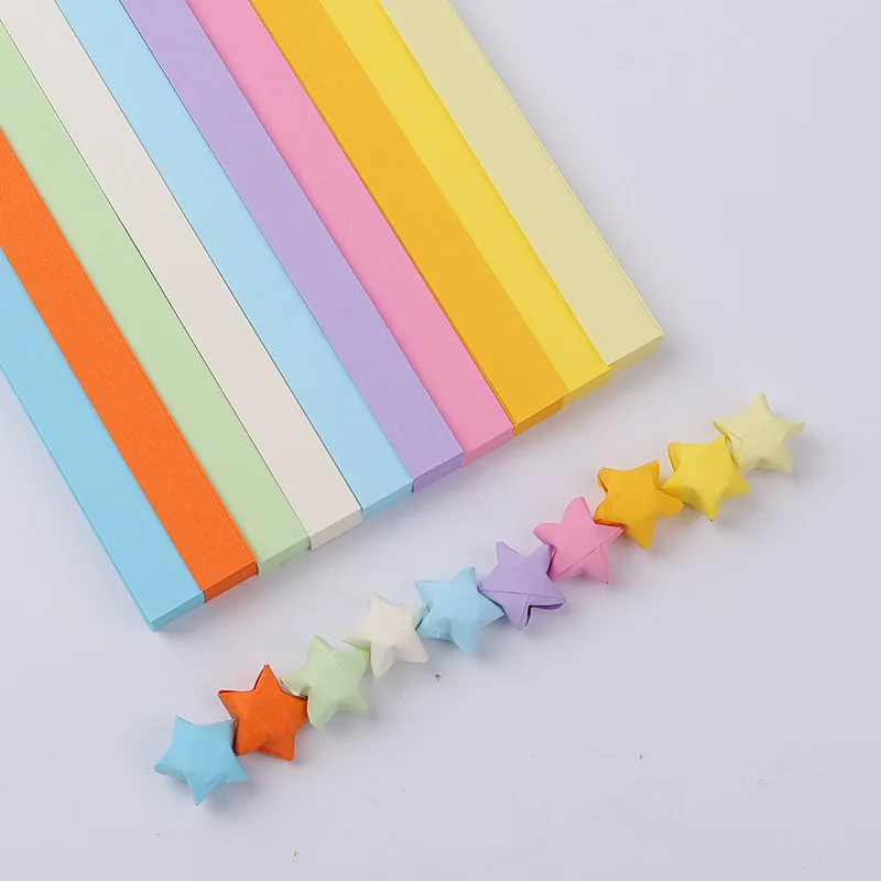 Tiras de papel de estrellas de Origami, papel plegable de doble cara, Estrella colorida de la suerte, 27 colores, manualidades artísticas, decoración del hogar, 540 hojas: A 540 sheets
