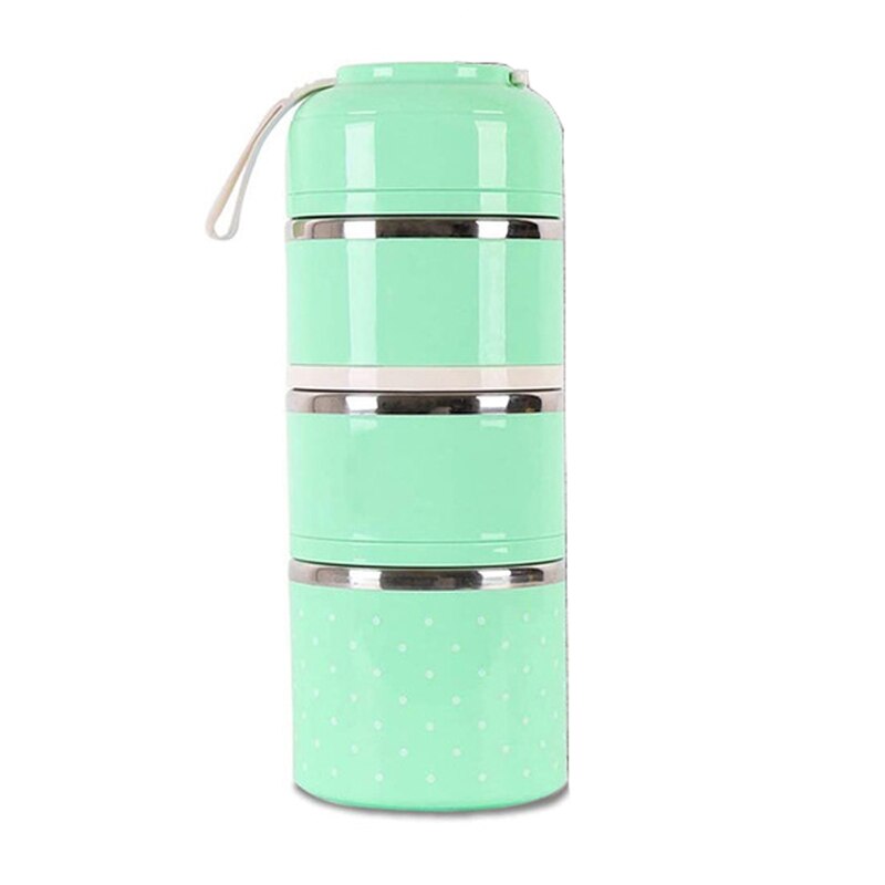 3 Tier Stainless Steel Lunchbox Insulation Food Soup Container Lunch Box Bag Portable Outdoor Bento Leak-Proof Kitchen 3 Layer: green without bag