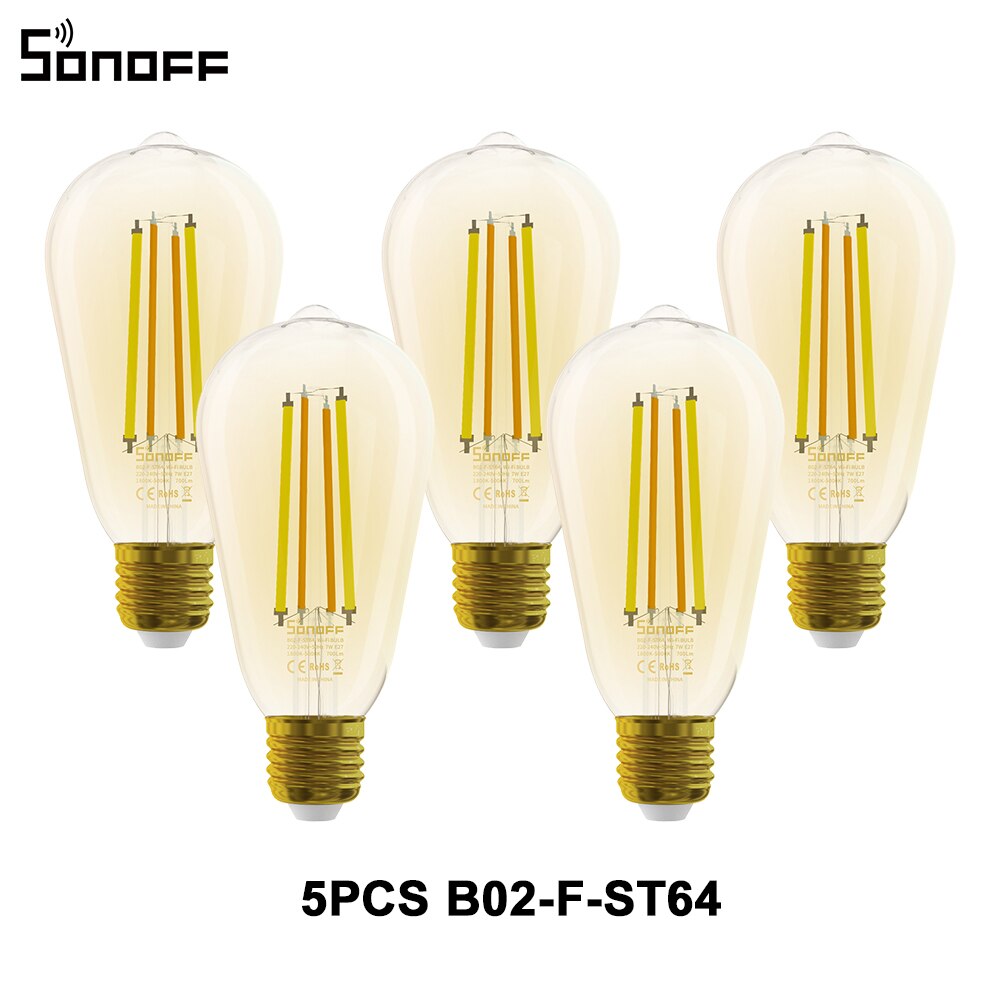 SONOFF B02-F Smart Wi-Fi Filament Led-lampe Vintage Stil Energiesparende Licht Dimmbare Voice Control über Alexa Google Hause: 5PCS B02-F-ST64