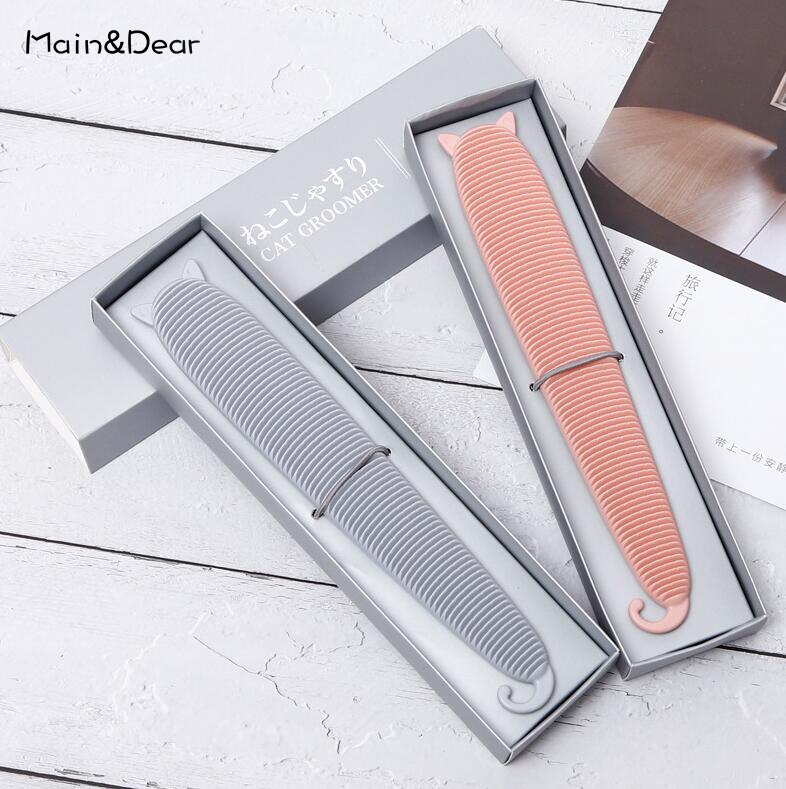 Katt och hund universell tungkam med hullingar abs katt och hund universell kammassage för att ta bort flytande hår