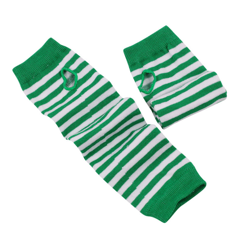 Guanti al gomito a righe da donna alla moda Guanti lunghi senza dita lavorati a maglia più caldi Guanti al gomito Accessori natalizi Regalo