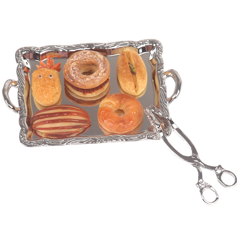 1pcs Dollhouse Miniature Metal Cakes Trays Bread Clip Desserts Plate Kitchen Model Decor Toy Doll House Accessories