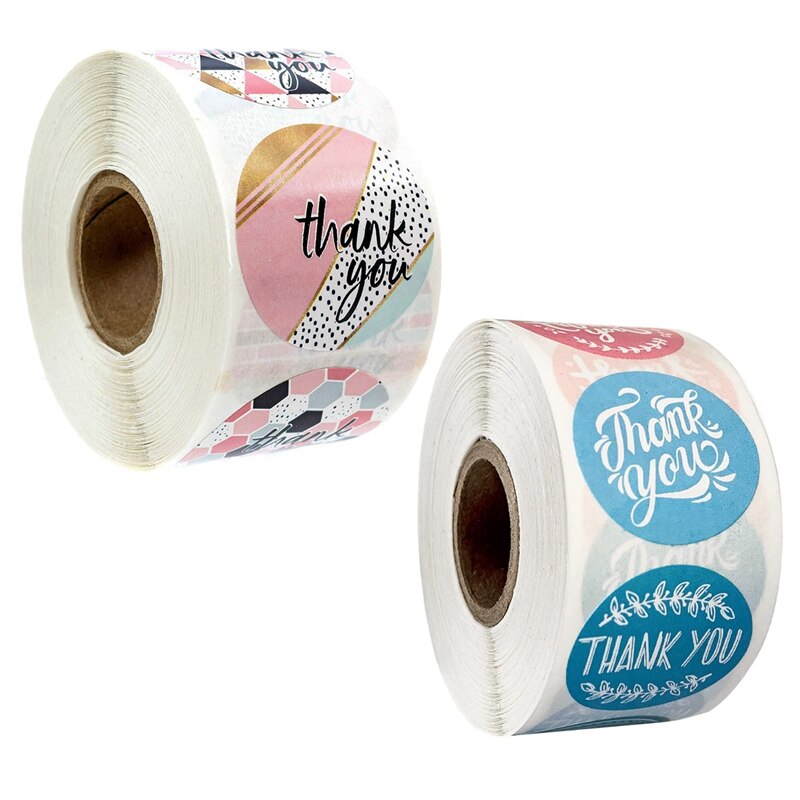 2Pcs/Set 1 Inch Thank You Stickers Labels Roll Supplies for Small Business Retail Store Thank You Label Sticker