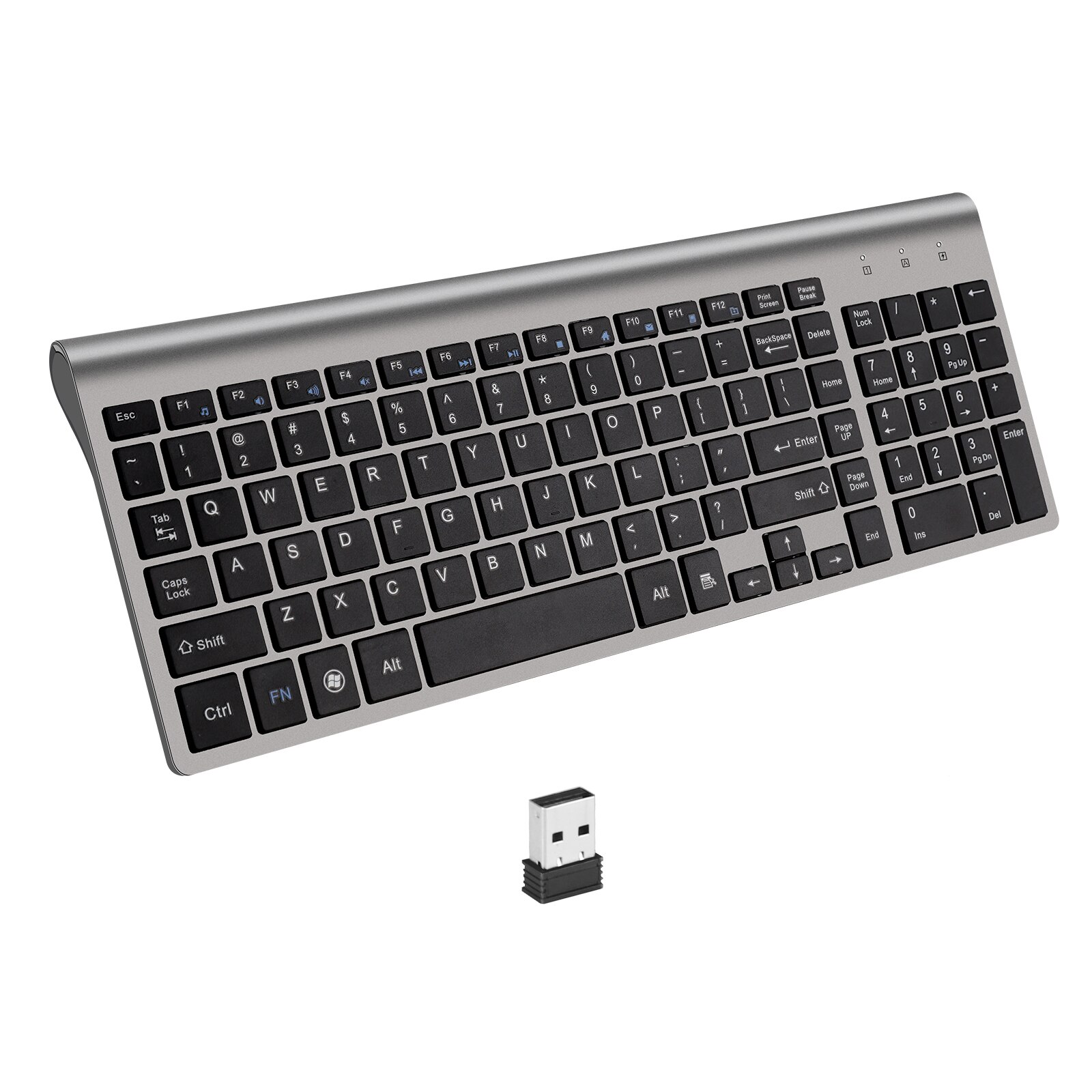 Zienstar – clavier muet sans fil anglais 2.4 ghz, connexion Stable avec récepteur USB, 4 couleurs, pour présentation de voyage au bureau et à la maison