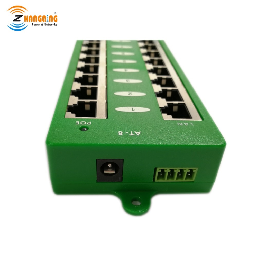 Security 802.3at Standard PoE Injector, 8port Gigabit 1000Mbps Active PoE Patch Panel For WiFi Access Point PoE Camera