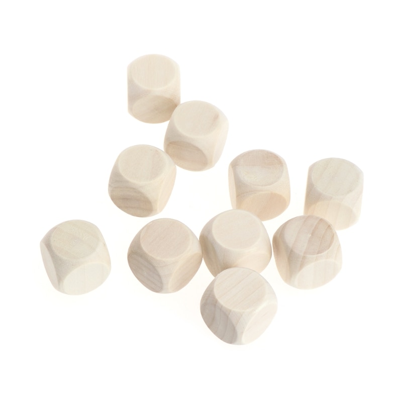 10Pcs/Set 6 Sided Blank Wood Dice Party Family DIY Games Printing Engraving Kid Toys