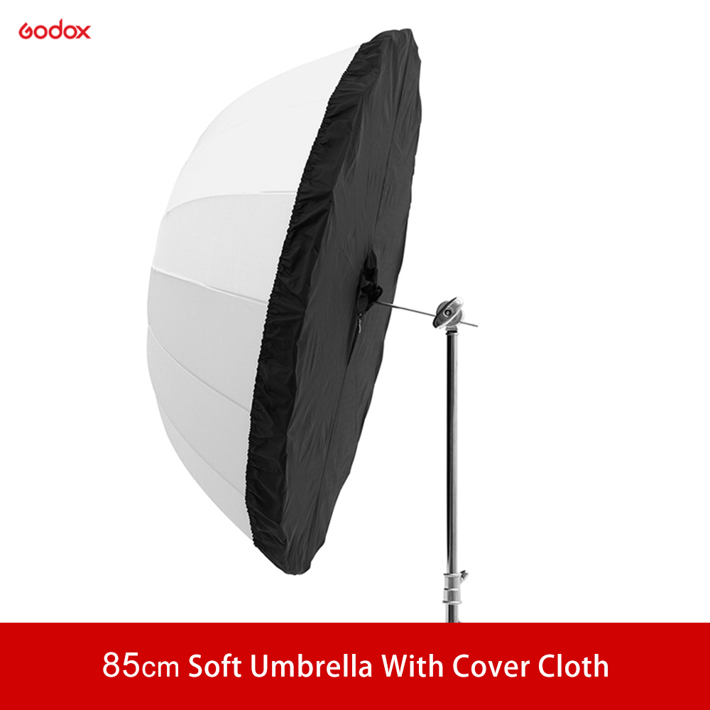 Godox UB-85D 85Cm Wit Parabolische Reflecterende Transparante Zachte Paraplu Studio Licht Paraplu Met Zwart Zilver Diffuser Cover: 85cm with cloth