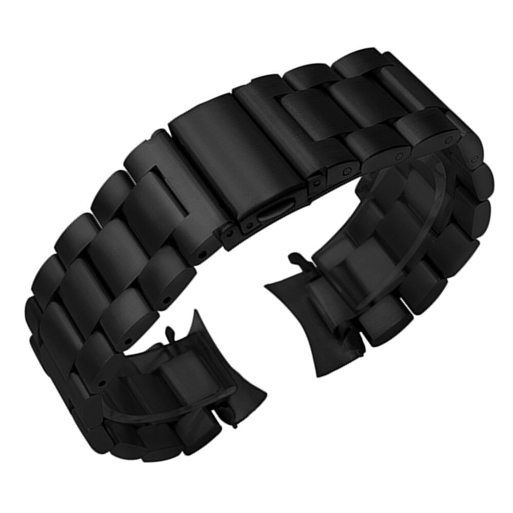 HQ Edelstahl Armband für Samsung Galaxy Uhr 46mm SM-R800 Sport Band Curved End Strap Handgelenk Armband Silber Schwarz: Black