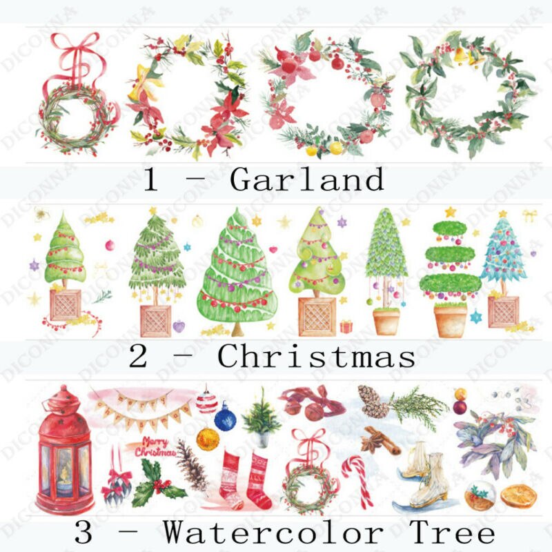 Kerst Tape Cartoon Santa Plakboek DIY Sticker decoratieve Tapes Party Aquarel Kerst Serie Papier Tape 500cm