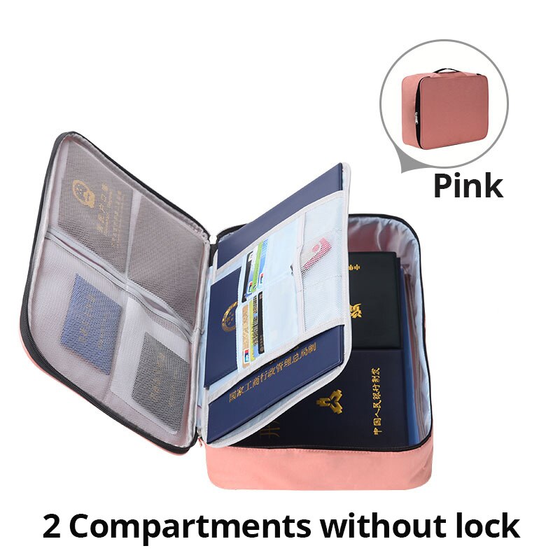 FOSIZZO Multi-Layer Large Capacity Storage of Document Certificate Important Files Archive Finishing Box With Lock FS4049: Style C - Pink-2N