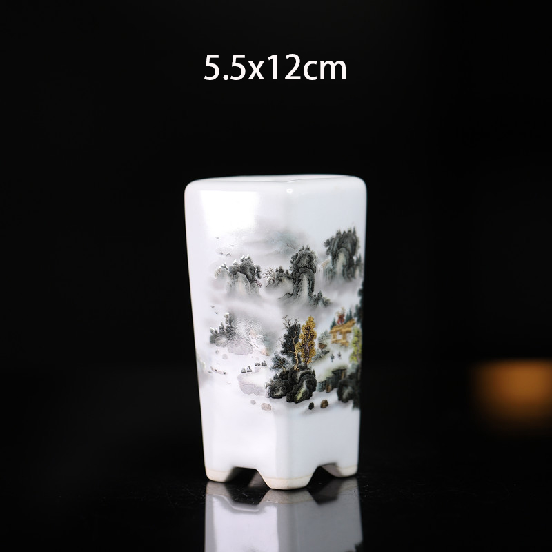 Kina yixing keramisk blomsterpotte innendørs dekorasjon kinesisk landskapsmaleri vase skrivebord pustende grønnsaker bonsaipotter
