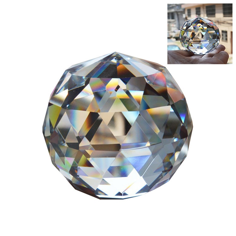 Photography Faceted Crystal Ball Feng Shui Paperweight Decorative Glass Ball Shiny Birthday for Girl Home Decoration
