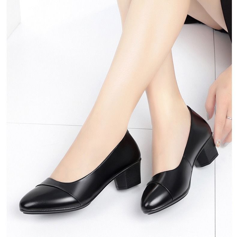 Escarpins souples à talons bas pour femmes, chaussures simples confortables à semelles souples, sandales pour mères d&#39;âge moyen, chaussures de travail à mi-talon, 2022