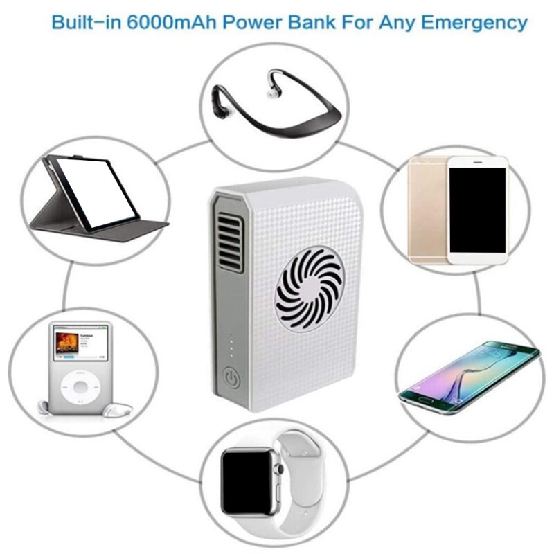 Kleine Persoonlijke Fan 6000Mah Power Bank Oplaadbare Usb Fan Draagbare Oplader Handheld Zomer Koeler Bladeless Fan