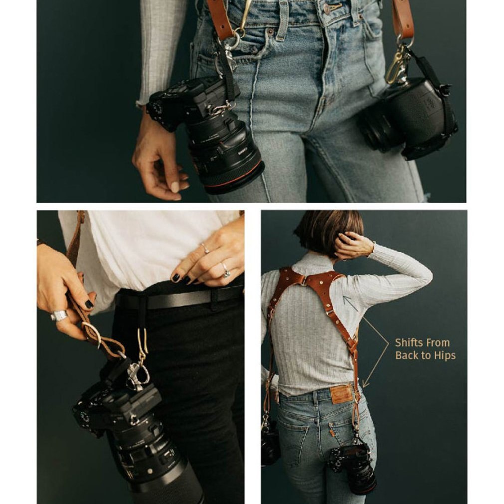 Convenient Dual Leather Camera Strap Double Shoulder Camera Strap Quick Carry Neck Strap Shoulder Belt For Camera