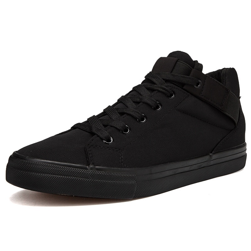 Black Sneakers Men Canvas Shoes Height Increasing