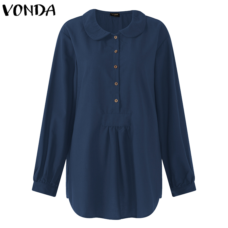 Vonda Vrouwen Blouses Shirts Herfst Zwangere Casual Losse Revers Lange Mouwen Knoppen Solid Moederschap Blusas Tops Plus Size