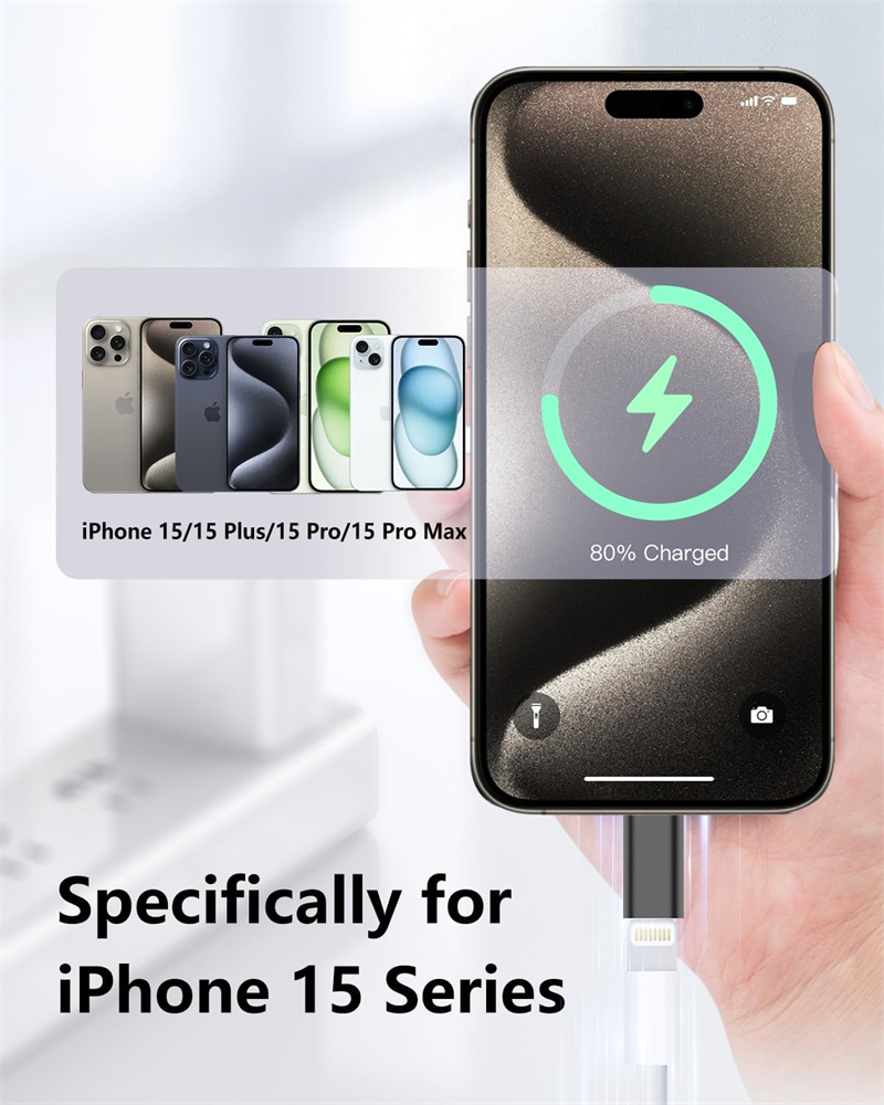 3 SZTUKI przejściówek Lightning żeński na USB C męski do iPhone'a 15 Pro Max Plus IPad typu C do 8-pinowego złącza ładowania i synchronizacji danych
