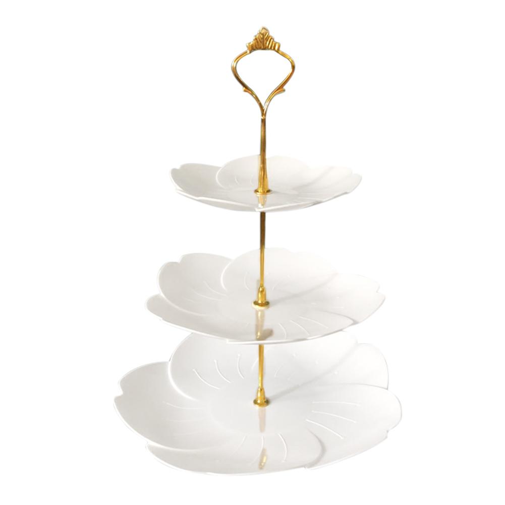 Drielaags fruitbord, meerlaagse taartstandaard, taartrek voor bruiloft, verloving, verjaardagsfeest: Goud