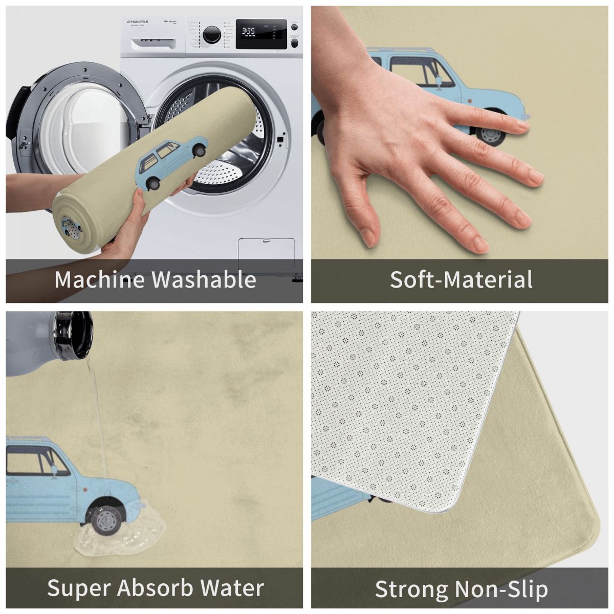 Aqua Grijs Nissan Pao Polyester Deurmat Tapijt Tapijt Mat Voetzool Antislip Washableentrance Keuken Slaapkamer Balkon Cartoon