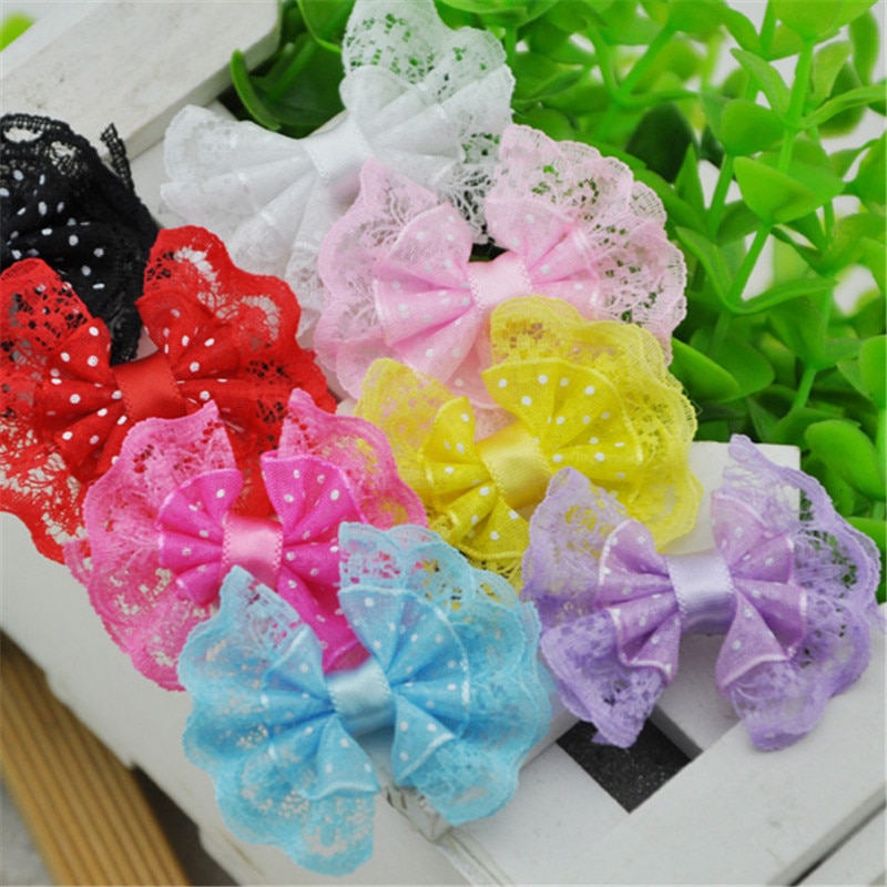 Lace Organza Ribbon Bows, Flores Applique, Decoração do casamento, A088, 20pcs