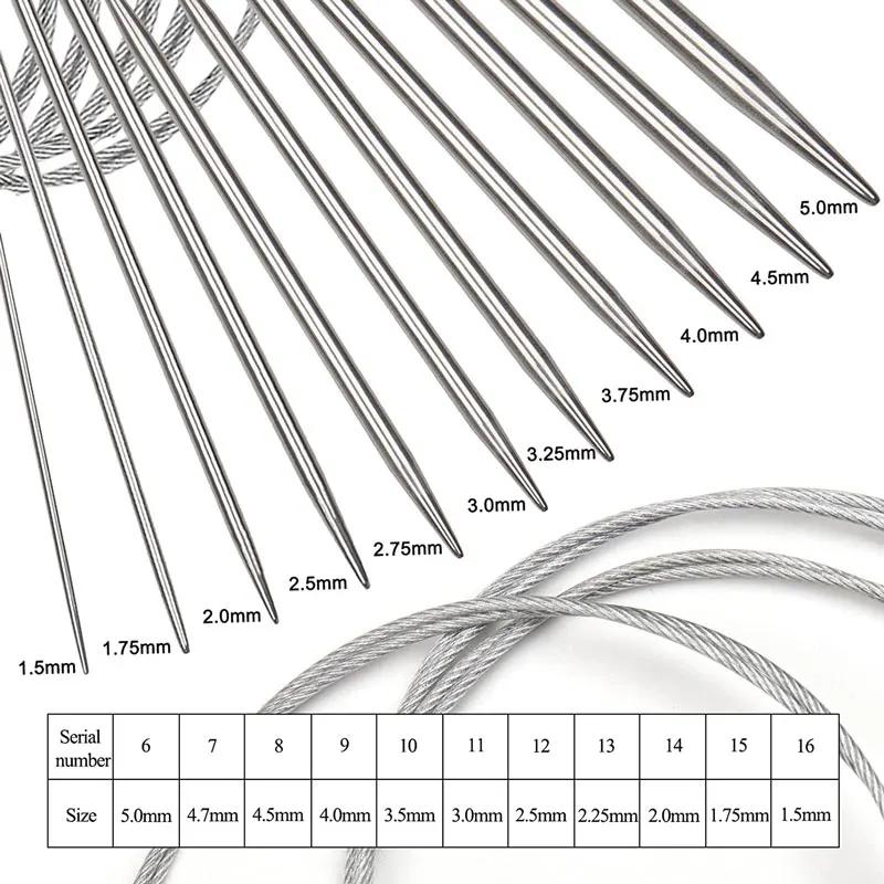 1PC 1.6-4.8mm Rondbreinaalden met Magic Loop Dubbelpuntige Flexibele Breinaalden voor DIY Sokken weven Breien