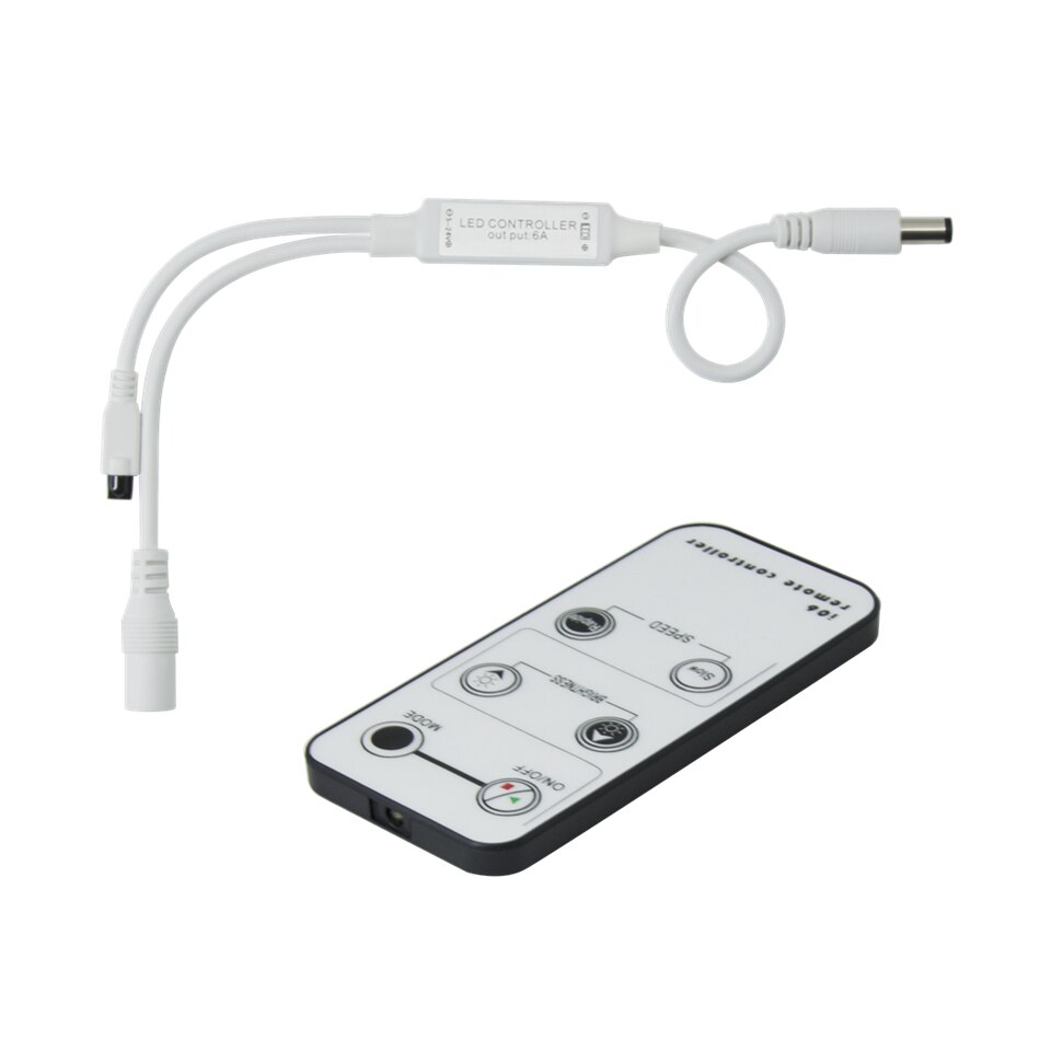 Mini fjernbetjening lysdæmper til enkelt farve led strip/led bånd/led tape  dc 12v 6a 72w ir 6 nøgle trådløs fjernbetjening