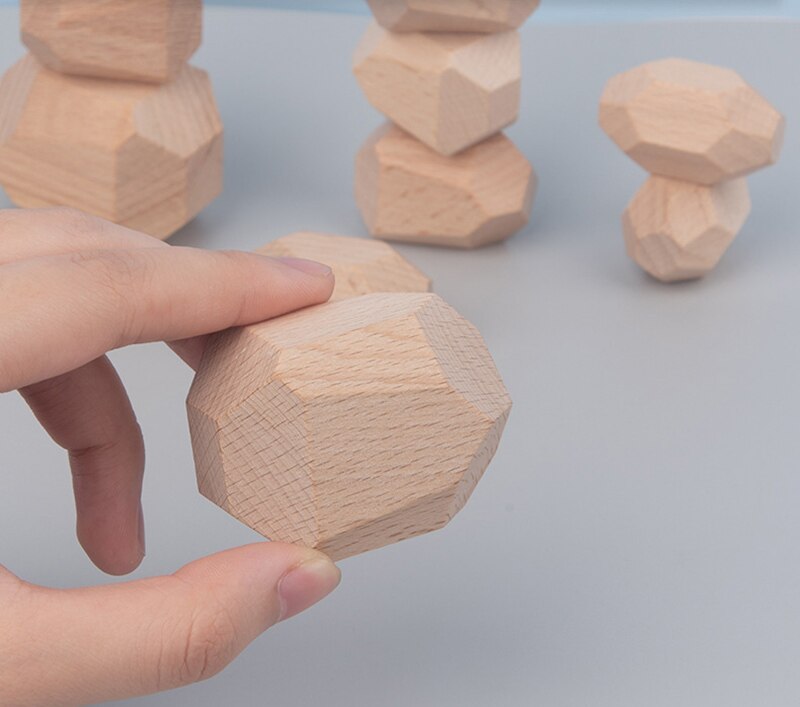 Di Legno colorato Pietre Giocattoli di Legno Blocchi di Costruzione Blocchi di Bilanciamento Impilabile Gioco Arcobaleno di Pietra Colorata Educativi Giocattoli Di Puzzle