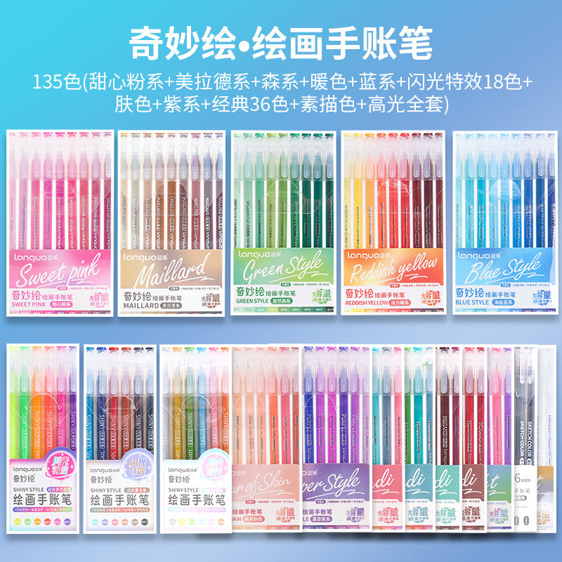 Artículos de papelería estética Kawaii, accesorios para el regreso a la escuela, suministros de arte, marcadores de colores, bolígrafos para colorear, resaltador de bolígrafos de colores